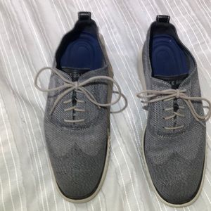 Cole haan grand os 10 1/2 men gray with black knit wingtips